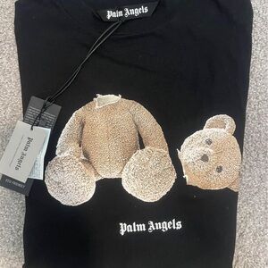 Palm Angels Black and Brown Teddy Graphic Tee